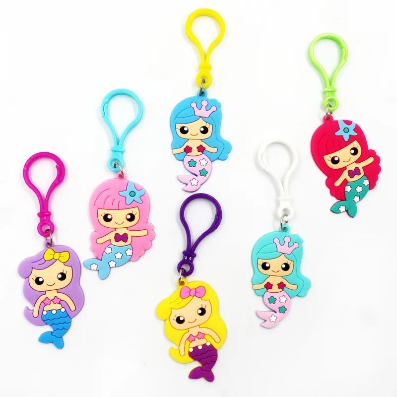 

Cute Cartoon Mermaid Keychain PVC Soft Car Luggage Pendant Little Mermaid Girl Birthday Party Decor For Small Guests Babyshower