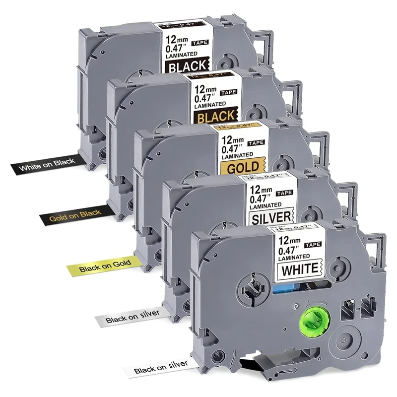 

5Pack For Brother P Touch Label Tape Tze-231 Tze-931 Tze-831 Tze-334 Tze-335 TZ Tape 12Mm For PTD210 PTD400 PTD200
