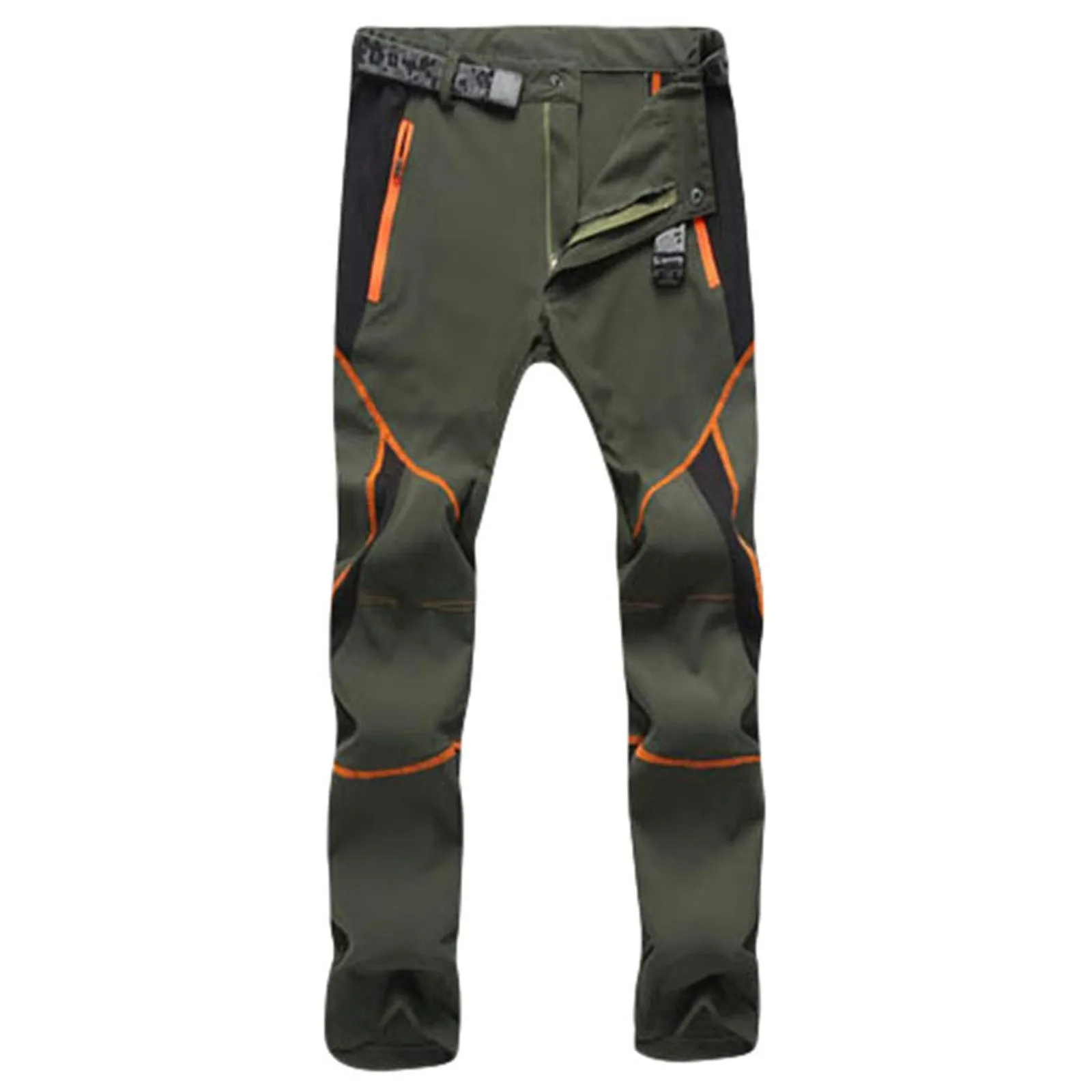 

4 Season Breathable Mens Tactical Pants Fishing Hiking Camping Waterproof No Fleece Pants Zipper Pocket Casual Trousers