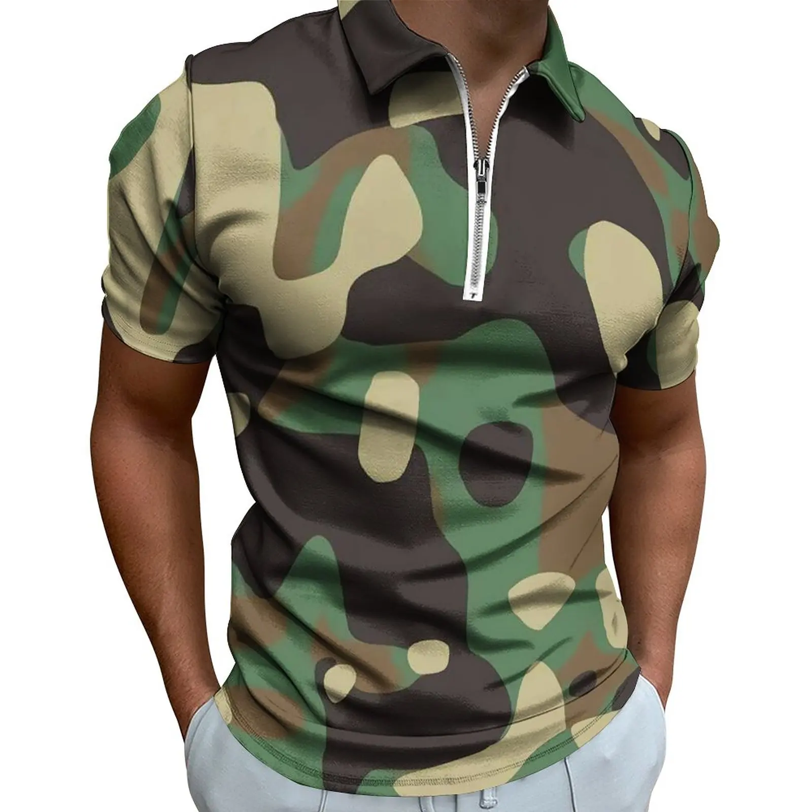 

Повседневные камуфляжные футболки в стиле милитари, крутая камуфляжная рубашка-поло с отложным воротником в подарок для ленивецов, уличная одежда, мужская рубашка большого размера на заказ