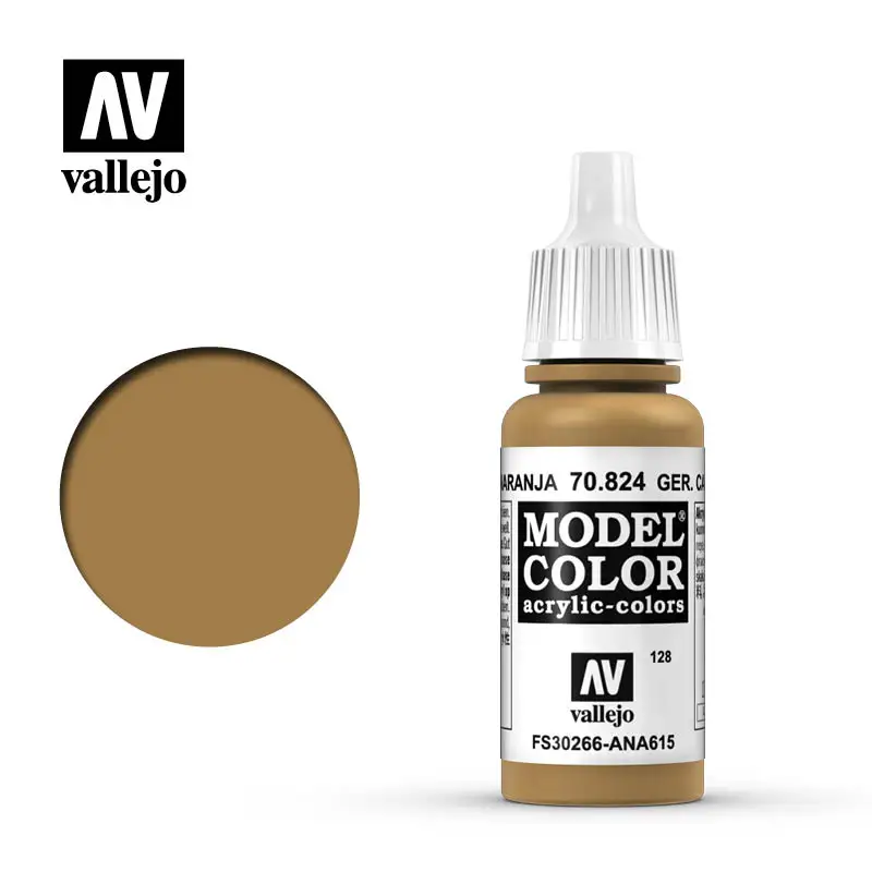 

Vallejo Paint Acrylic Spain AV 70824 128 Ale. Cam. Ocre Naranja Ger. Cam. Orange Ochre Model Coloring Water-Based Hand Painted