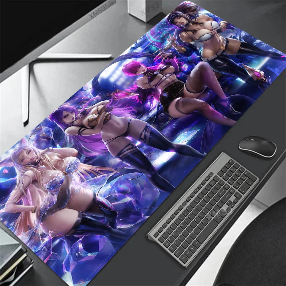 

Большой коврик для мыши KDA Ahri Jinx аниме сексуальный коврик для мыши игровой коврик для мыши с замком цветной кромкой XXL геймерский резиновый к...