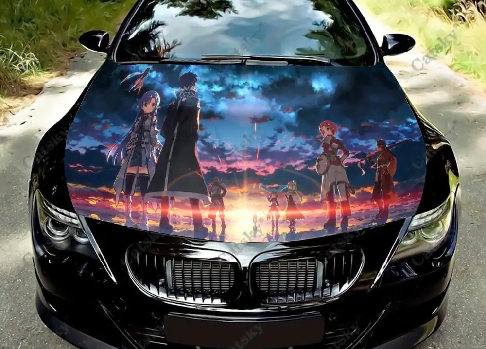 

Sword Art Online Anime Car Hood Vinyl Decal Stickers Decor Wrap Film Engine Cover Decals Sticker Car Hood Side Cover Decal Film