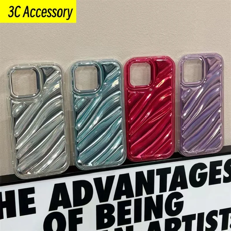 

Ins Laser Dazzling Illusion Water Ripple Design Cover For iPhone 14 13 12 11 ProMax Transparent Anti Drop Protective Cases Funda