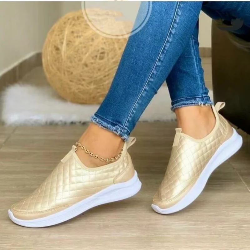 

2022 Autumn Women Pu Leather Sewing Loafers Wedges Slip-On Platform Casual Sneakers Vulcanized Shoes Ladies Walking Lazy Shoes