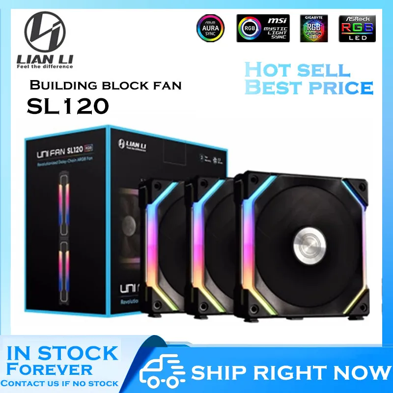 LIAN LI UNI-ventilador SL120, AL120, SL140, 120/140MM, RGB, Cable Modular, Software libre, Control inteligente PWM, M/B, 5V, ARGB, negro/blanco