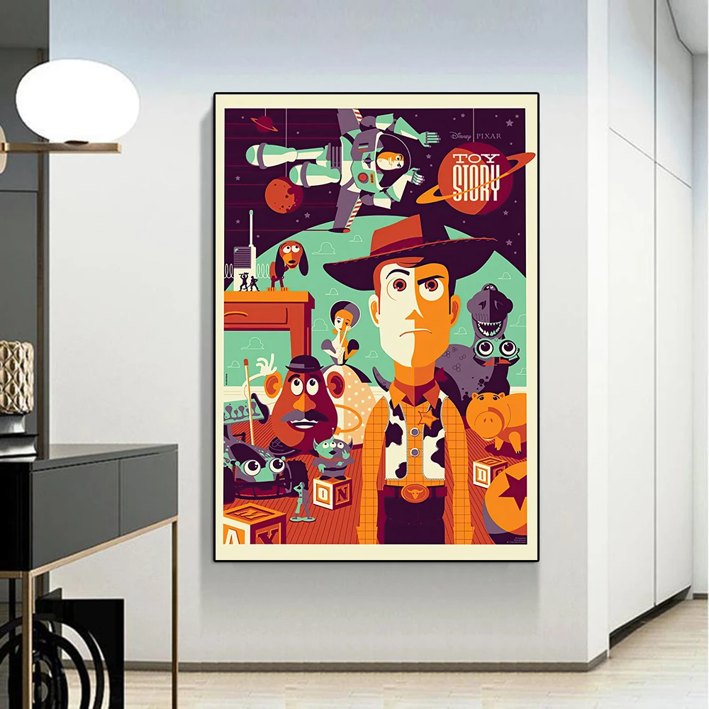 Disney Toy Story Movie Poster And Print Buzz Lightyear Comic Illustration Cartoon Anime Doll Canvas Painting Wall Art Room Decor