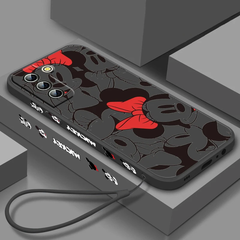 

Red Couple Mickey Phone Case For Samsung Galaxy S23 S22 S21 S20 S10 S9 Ultra Plus Pro FE Liquid Left Rope Candy Cover Fundas