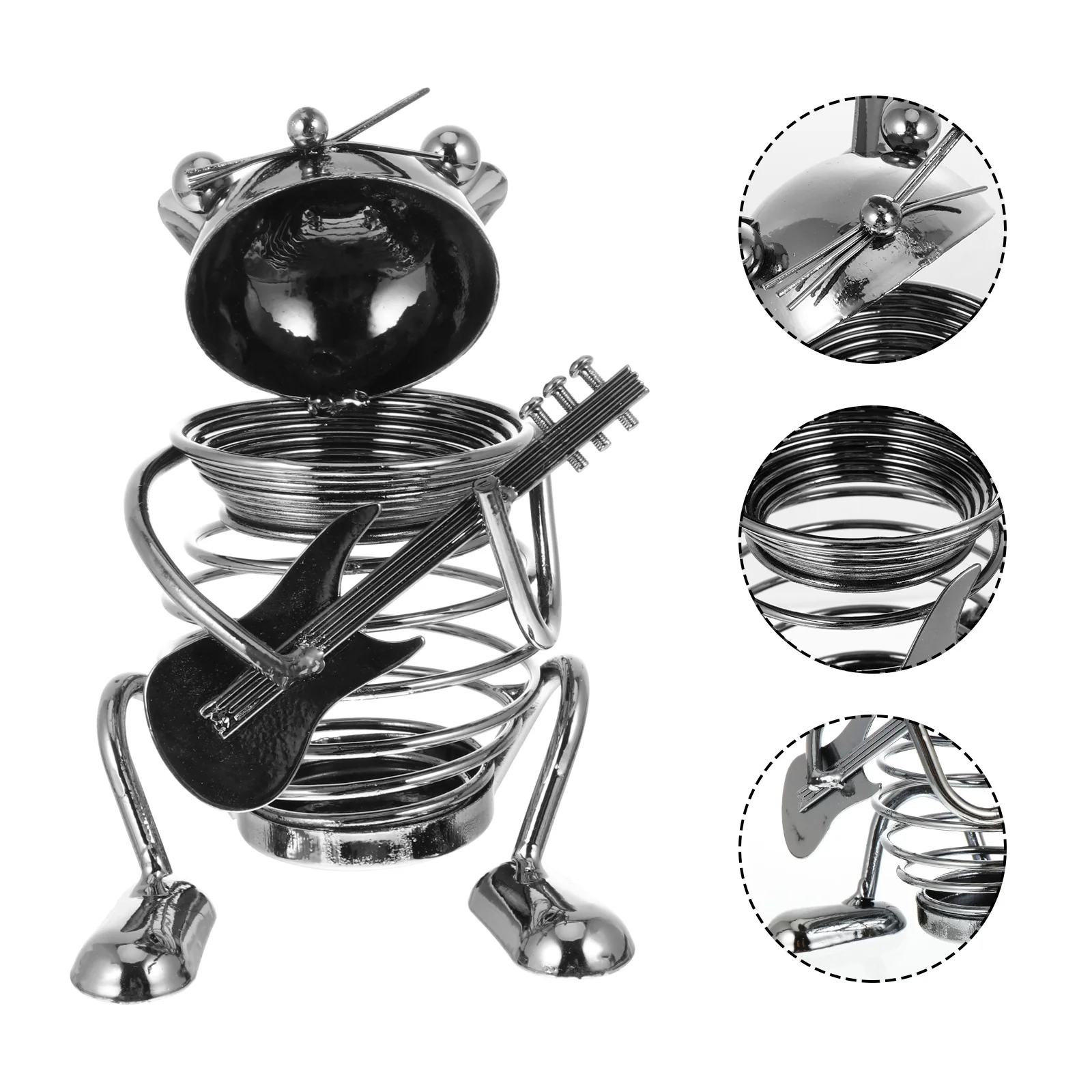 

Metal Holder Office Storage Sculpture Desktop Desk Iron Pen Adornment Ornament Figurine Spring Pot Accessories Decor Box