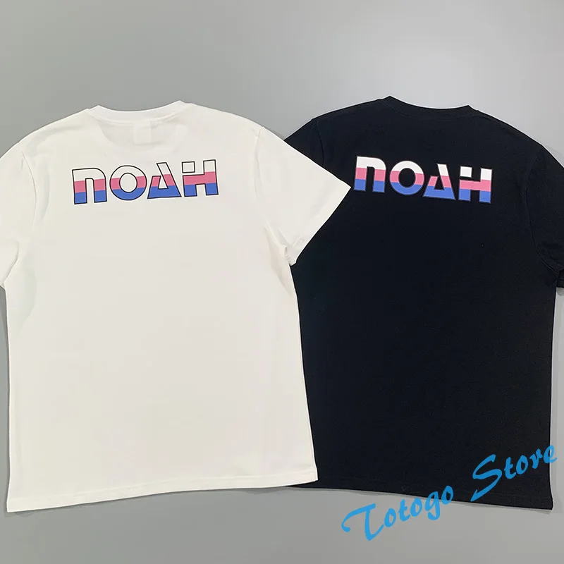 

Men Women Noah T-shirts Rainbow Letter Simple Casual All-match Couple Fashion Streetwear Cotton Black White Summer New Tops Tee