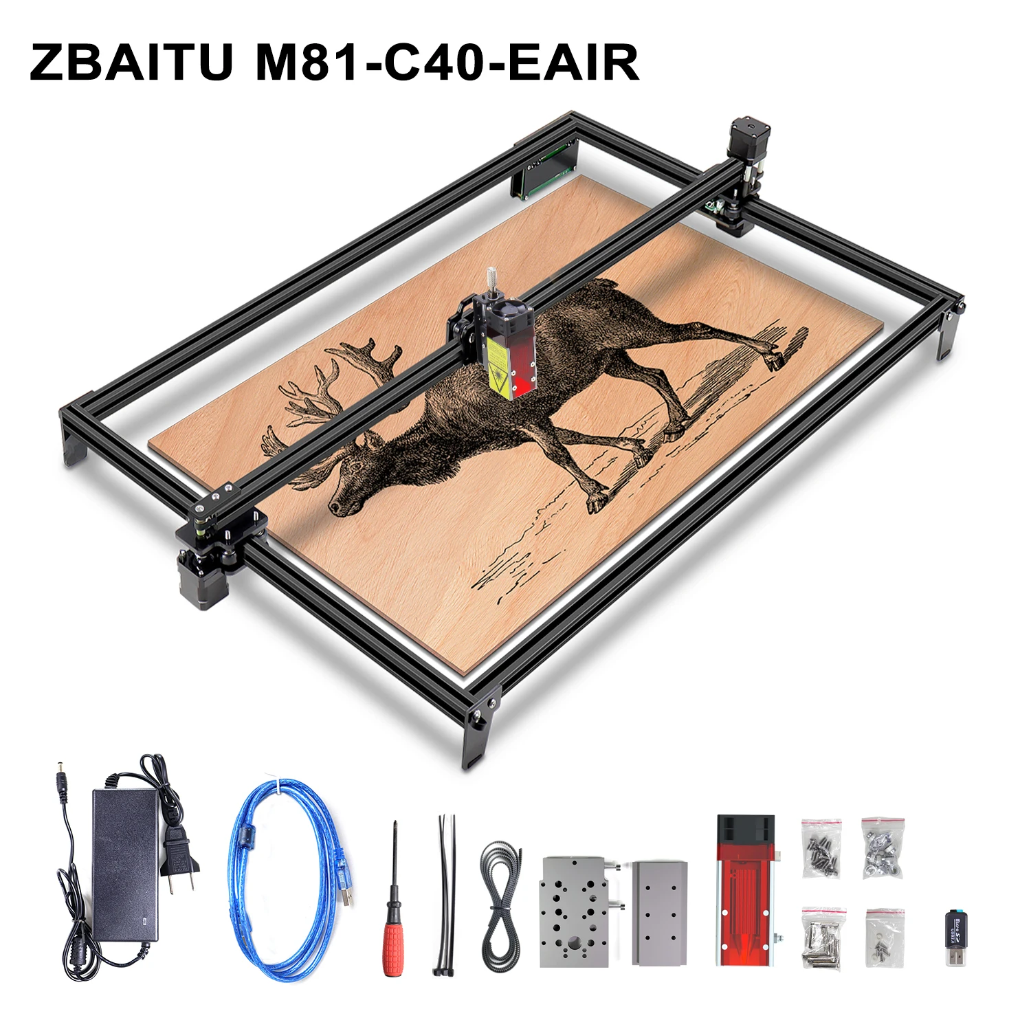 Wifi Offline Printing 40W CNC Laser Engraver Cutter Printer DIY Kits Cutting Engraving Machine Tool-Air Assisted Blow System