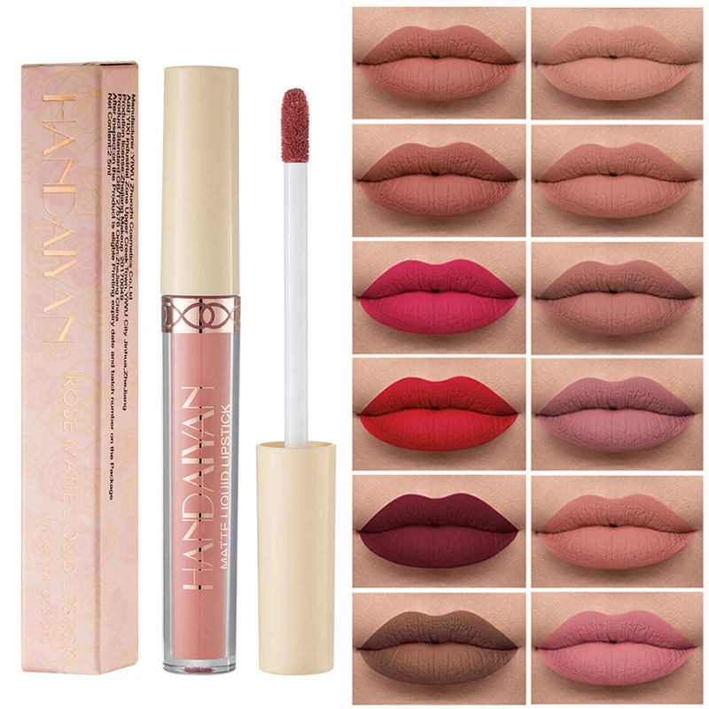 12 Colors Matte Velvet Liquid Lipstick Fashion Easy To Color Lip Gloss Waterproof Long Lasting Moisturizing Lipstick Cosmetics