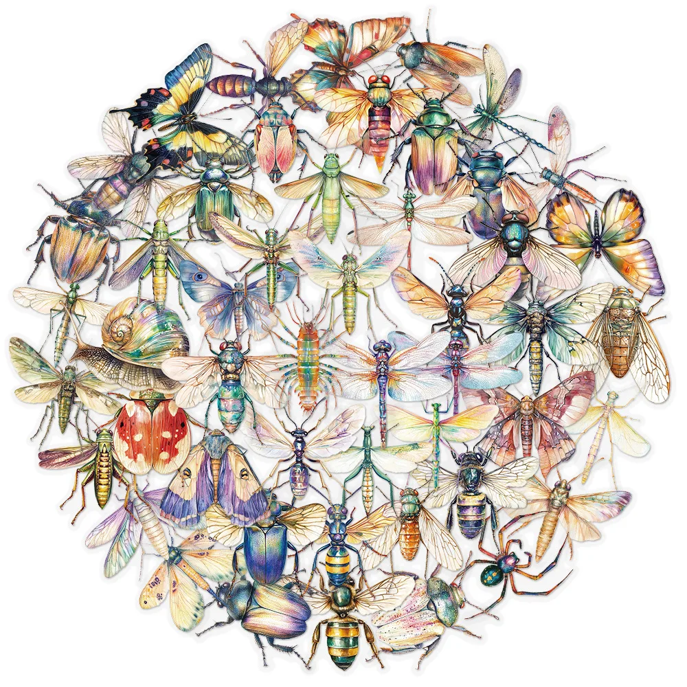 

Набор из 50 стикеров с насекомыми
