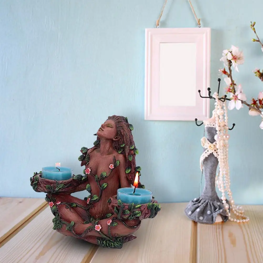 

Новинка, повседневная подсвечник из натуральной смолы, подсвечник, статуэтка богини орнамент свеча, домашний декор, подарок