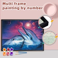 chenistory painting by number dolphins diy multi aluminium frame kits acrylic paints for adults coloring by number childrens