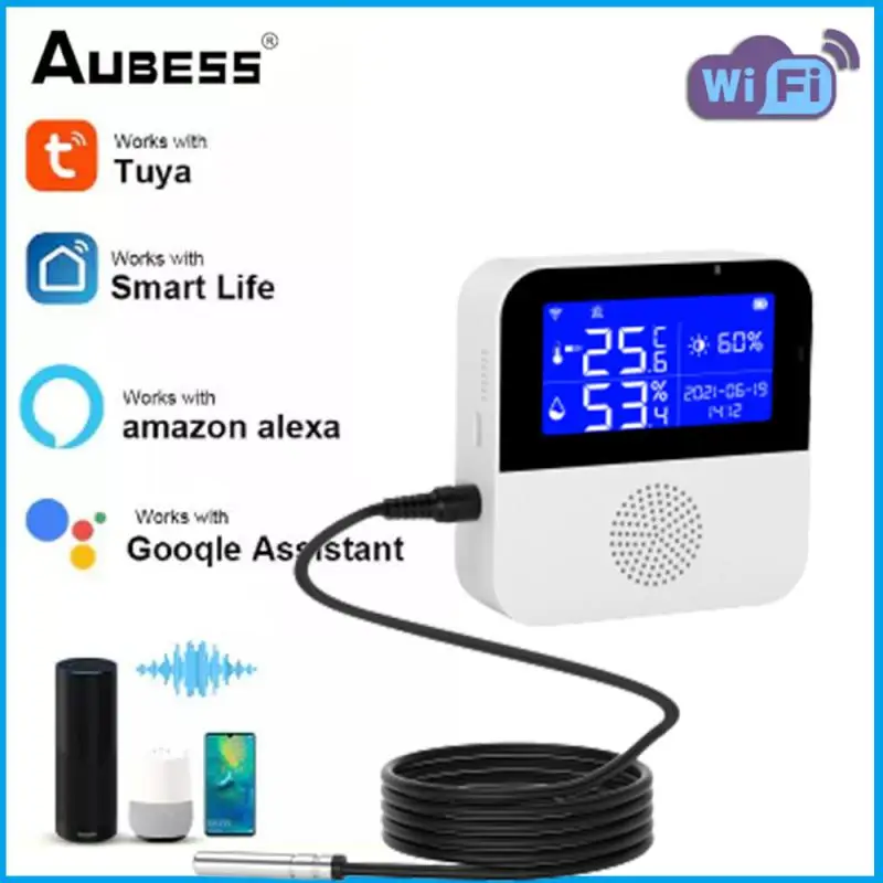 

Tuya Temperature And Humidity Sensor Smart Home Electronic Digital Thermometer Indoor Hygrometer With Display And Google Home