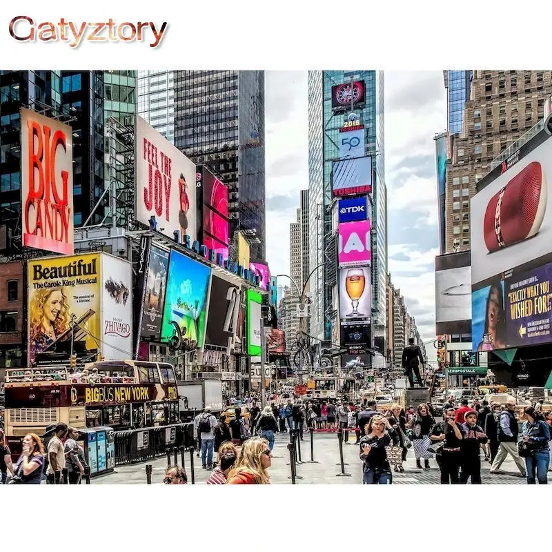 

Картина по номерам GATYZTORY, уличный пейзаж Нью-Йорка, наборы масляных красок «сделай сам» с рамкой для взрослых и детей, уникальный подарок для...
