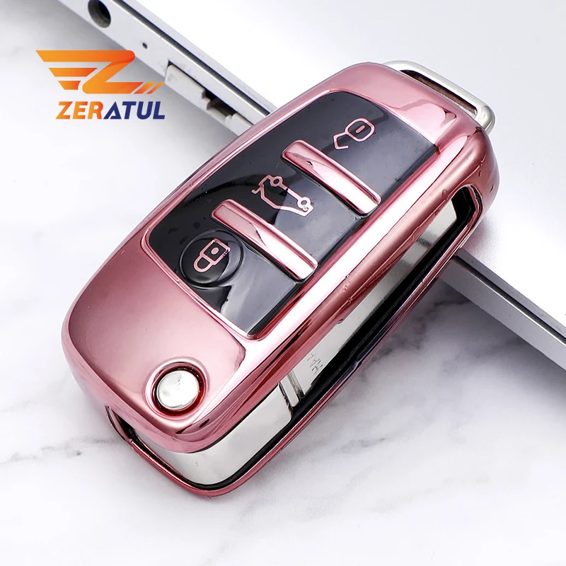 

For Audi A1 A3 A4 A5 A6 A7 Q3 Q5 S6 B6 B7 B8 C6 8P 8V TPU Car Flip Key Case Bag Holder Shell Cover Accessories