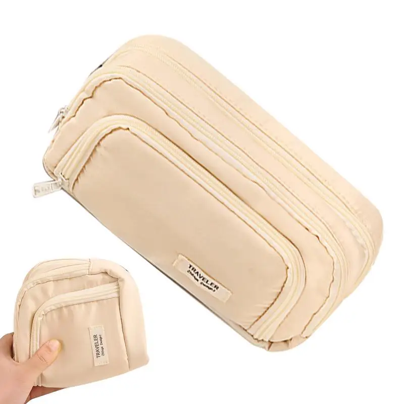 

Student Pencil Pouch Multifunctional Travel Toiletries Storage Bag Stationery Organizer With 3 Compartment School Organization