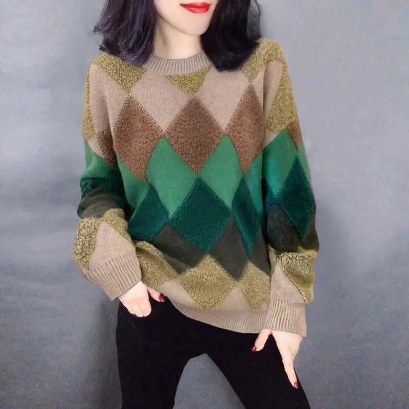 

Осень-зима 2022, новый женский свитер, повседневные свободные свитера, Женский пуловер, вязаные пуловеры, вязаные свитеры, джемпер, E11