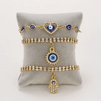 turkish evil eye bracelet for women luxury cubic zircon cz hamsa hand charm bracelets girl party lucky jewelry gifts