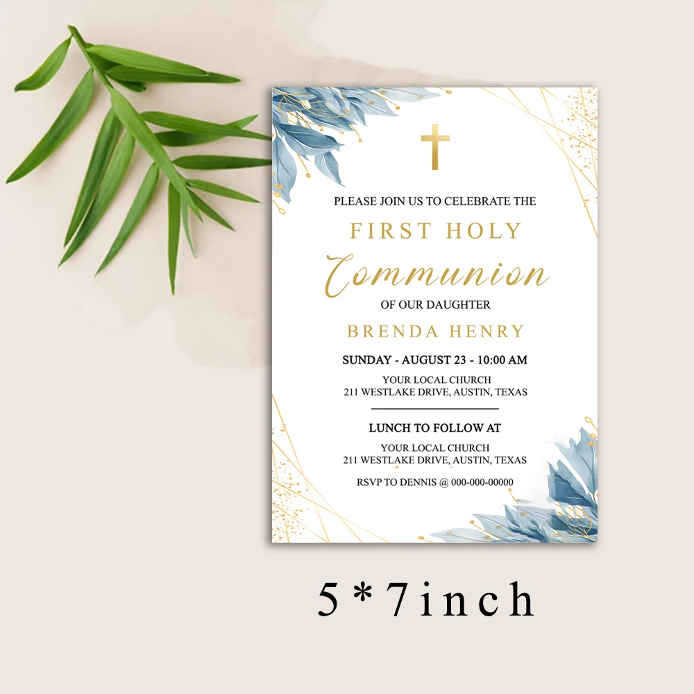 Персонализированная пригласительная карта на первое священное причастие для
