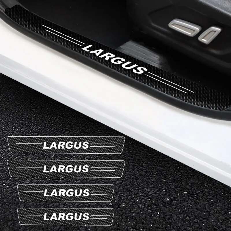 

Car Door Stickers Car Threshold Scuff Plate Carbon Fiber Sill Protector For Lada Largus Logo Door Entry Pedal Guards