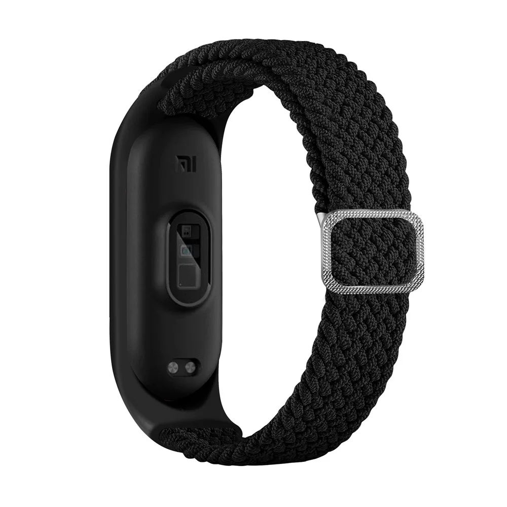 Bracelet For Mi band 6 7 Strap Elastic Adjustable Nylon Braided Miband 4 mi band 5 correa Wristband for xiaomi Mi band 4 3 5 6 7