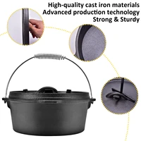 10 quart cast iron dutch oven pre seasoned pot with lid lifter handle casserole