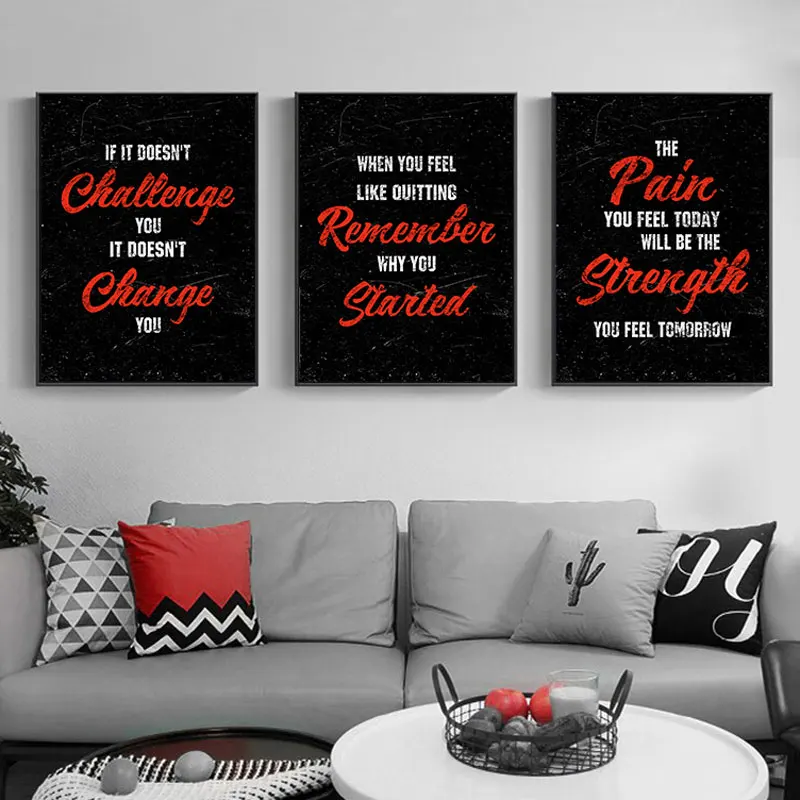 

Modern Black Motivational Quotes Canvas Art Painting Prints Words Wall Decorative Poster for Living Room Gym Home Decor Picture