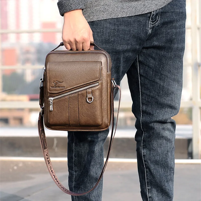 Luxury Genuine Leather Men's Shoulder Messenger Bag Vintage Crossbody Bags For Man Small Tote Bag Casual Male Handbag