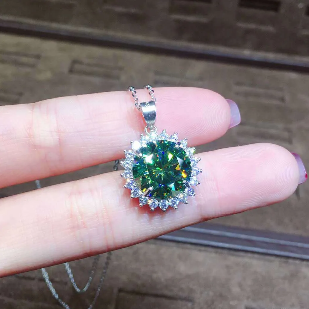 

Luxury S925 Silver Necklace Natural 4ct Green Gemstone Pendant for Women Fashion Silver 925 Jewelry Wedding Women Girl Gift