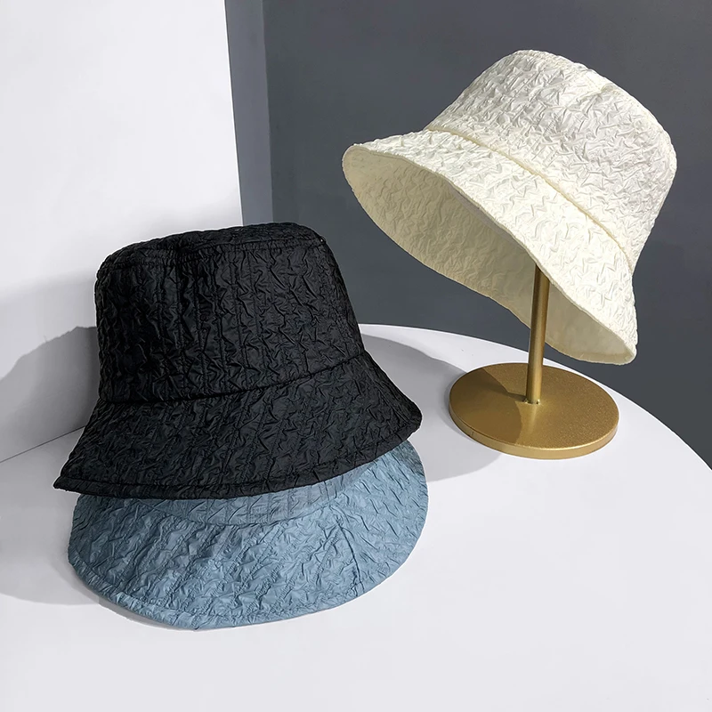 

2022 New Ladies Fisherman Outdoor Autumn Models Fold Basin Cap Fashion Street Sunbonnet Sunscreen Panama Solid Color Bucket Hat