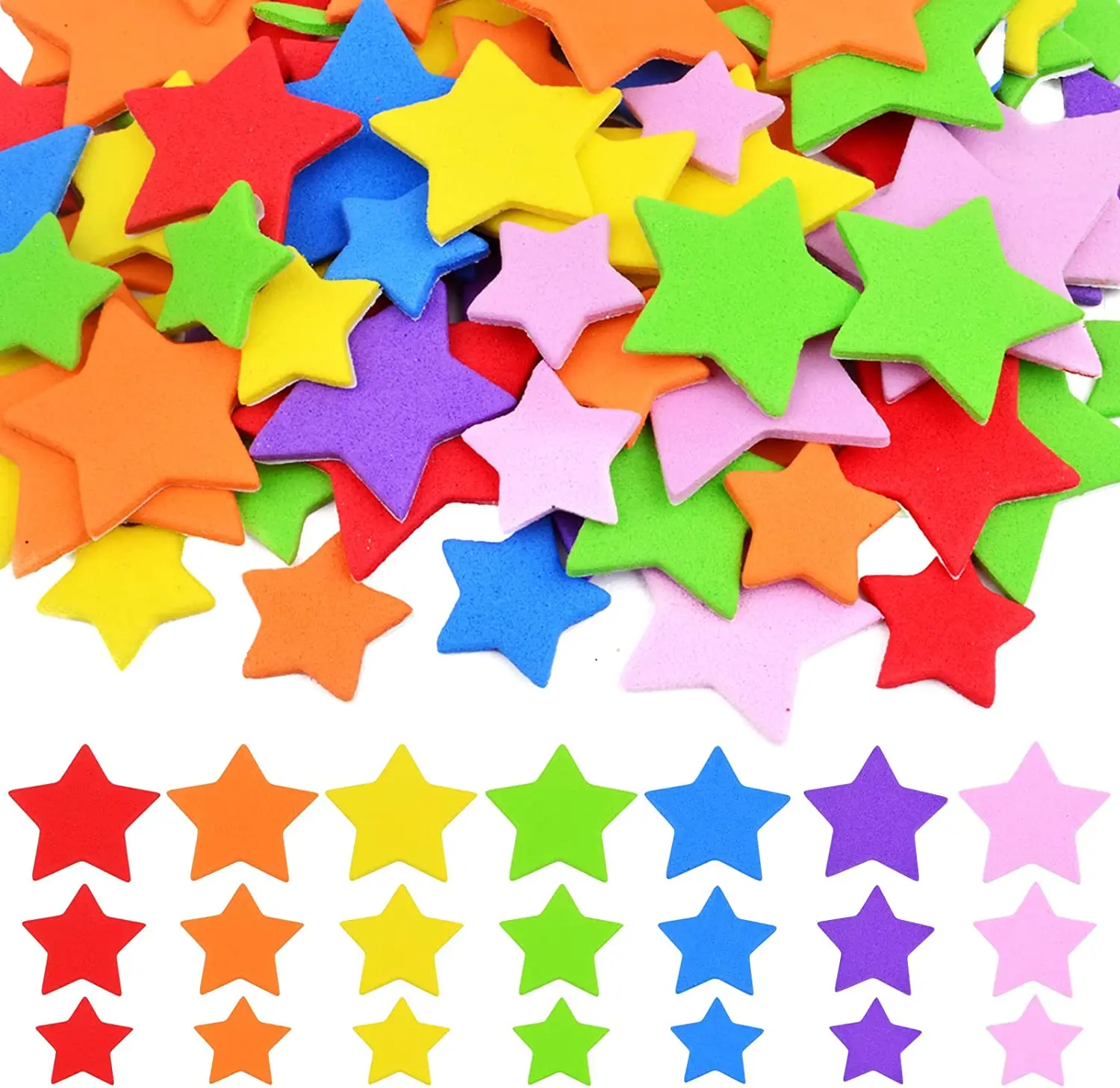 

300pcs Assorted Small Star Foam Stickers Self-Adhesive Five-pointed Star Sponge Sticker for DIY Art Crafts Scrapbooking Supplies
