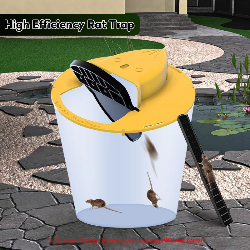 

Reusable Mouse Trap Plastic Bucket Lid Rat Traps Humane Or Lethal Mousetrap for Mice Multi Catch Auto Reset Flip Slide Trap Mice