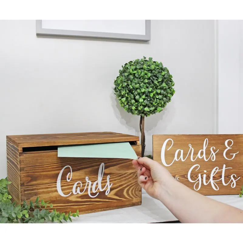 

Warmly Rustic Brown Farmhouse Wood Wedding Card Box for Receptions, Birthdays, Bridal/Baby Showers, Graduations and Other Specia