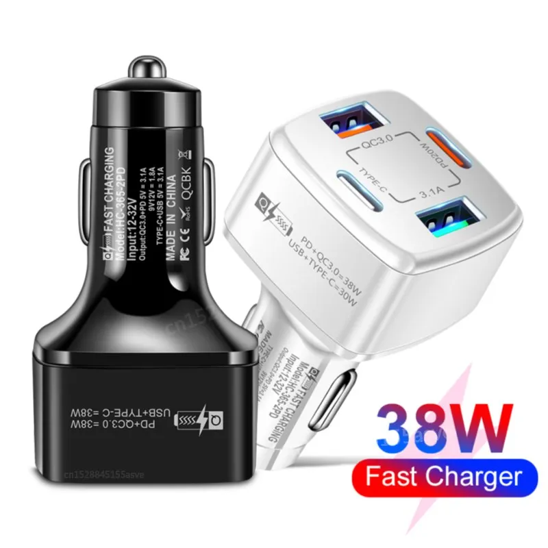 Olaf 38 Вт PD автомобильное зарядное устройство Тип C Быстрая зарядка 4 порта USB для