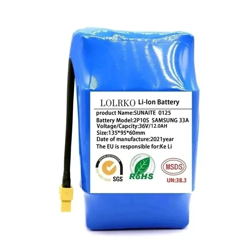 2024 100% новый литий-ионный аккумулятор 36 В 18650 10s2p 36В 12000 мАч 42 в самокат твист