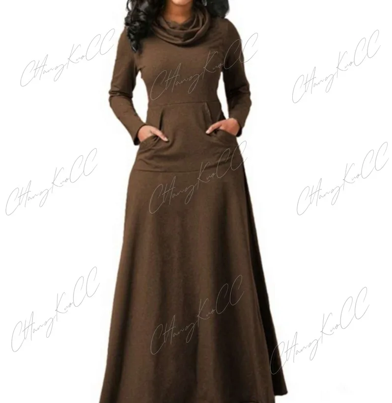 Средневековая Повседневная Женская одежда осеннее платье макси с длинным