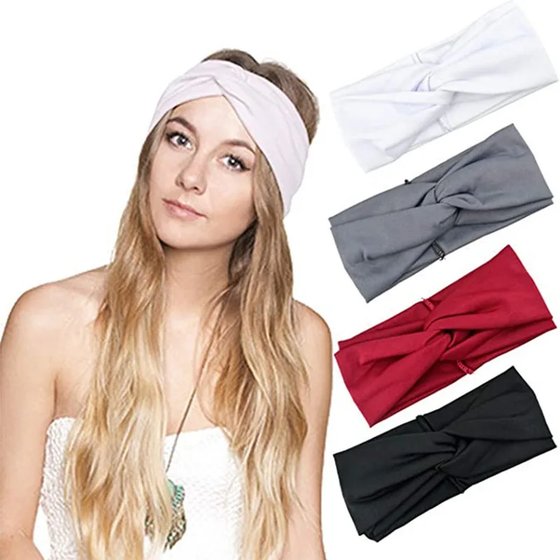 

Soft Plush Cross cotton Headbands for Washing Makeup Solid Color Top Knot Ladies Hairbands for Women Girls Hair Accessories