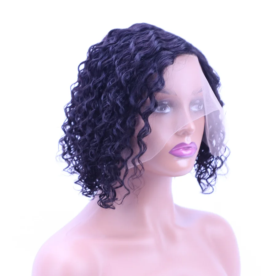 

13x1 Side Lace Part Short Water Wave Bob Wig for Women Natural Black Brazilian Human Hair Glueless Pre Plucked 1204 ZWJSH