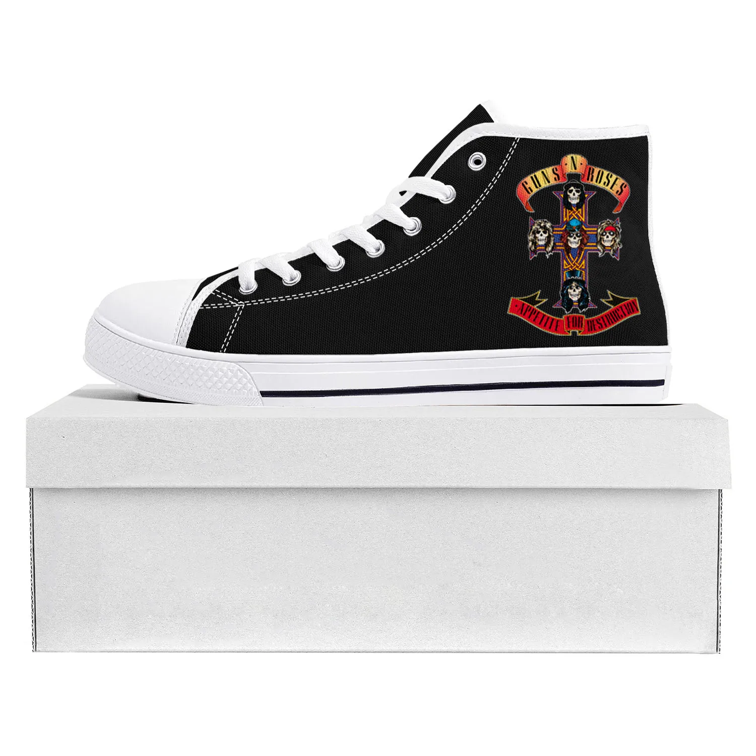 

Guns N Roses Heavy Metal Rock Band High Top High Quality Sneakers Mens Womens Teenager Canvas Sneaker Couple Shoes Custom Shoe