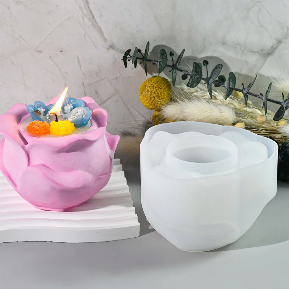 Подсвечник в виде Розы силиконовая форма для Ароматических Свечей основание