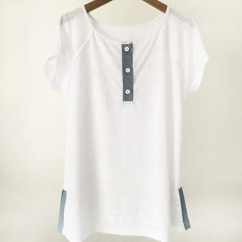 

Women's T-shirt Summer Casual Breathable T-Shirt Contrast Color Loose Top New Style A29100
