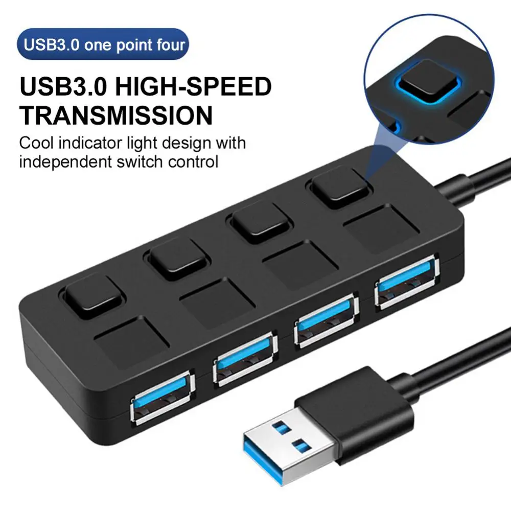 

Portable With Led Power Indicator Multi-splitter Adapter Stable Multiple Expander High Speed Usb-c 3.0 Hub 4 Port Office Tools