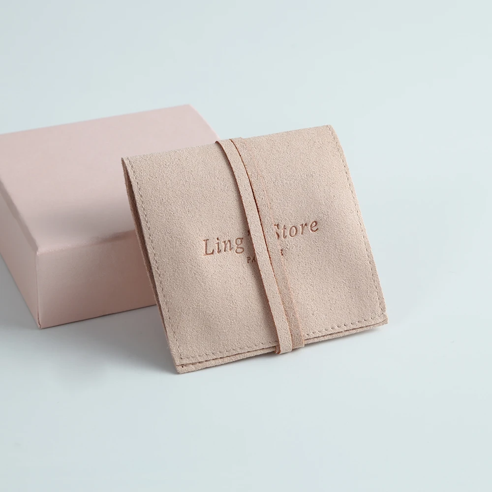

100pcs Customized Pink Micro Suede Pouches Custom Logo Gift Bag Jewelries Pouch Microfiber Envelope Fodable Storage Bags