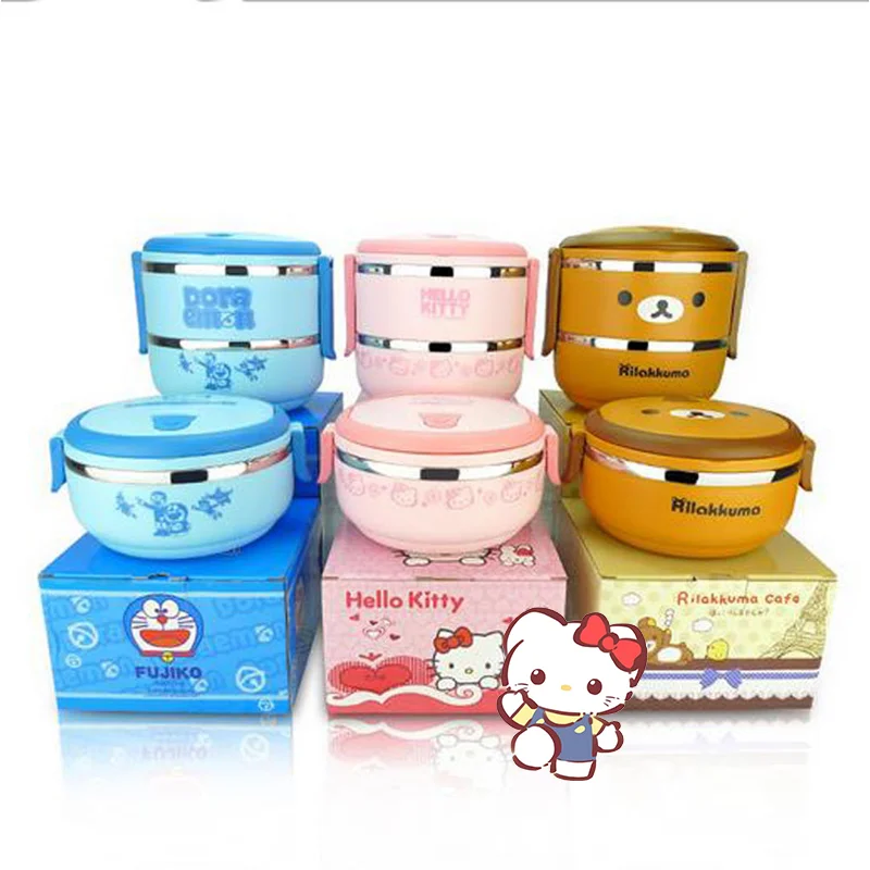 

Sanrios Hello Kitty Lunch Box Kuromi Anime Cartoon Japanese Style Insulated Bucket Student Kawaii Cute Stainless Steel Insulated