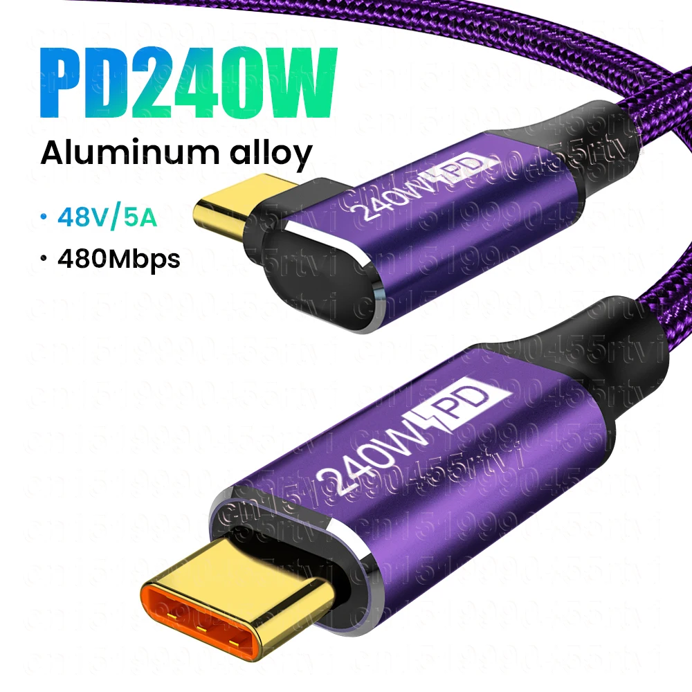 

Кабель зарядный PD 240 Вт с USB Type-C на USB C, угол 90 градусов, 1/3 м