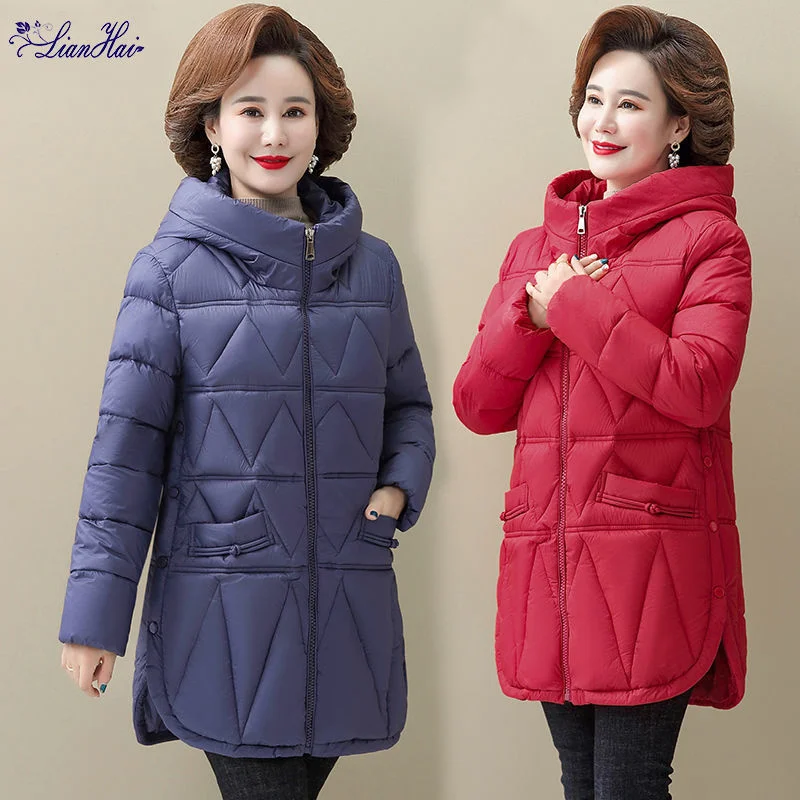 Mother's winter coat 2022 new down jacket for middle-aged and elderly women, plush thickened jacket, foreign style