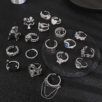 coconal women men random trendy luxury fashion ring cute mix gemstones punk hip hop open ring gothic big smallest size ring 8